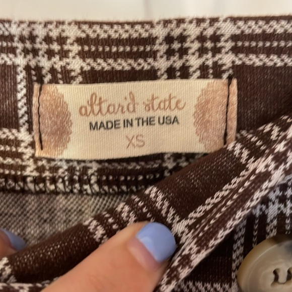 Altar’d State Buttoned Plaid Skort Brown and White Size XS - Picture 4 of 4